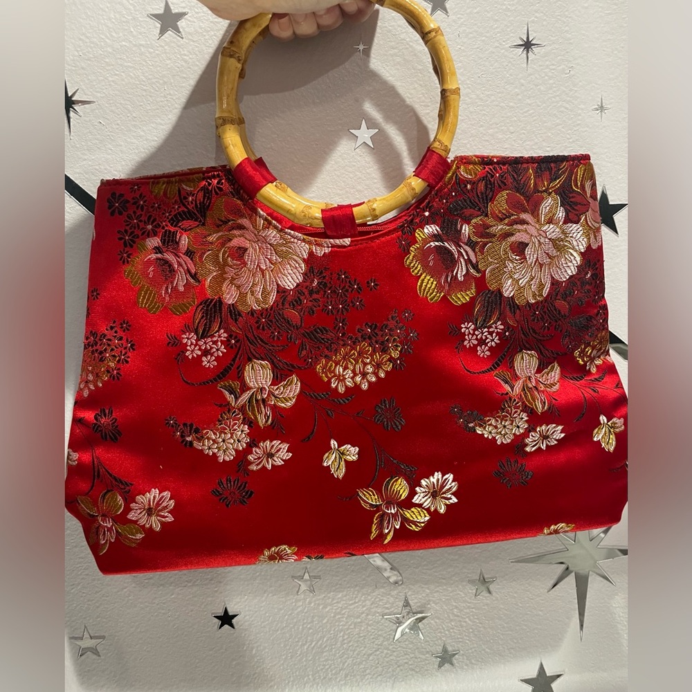 Vintage 90s Asain Print Top Handle Bag Purse